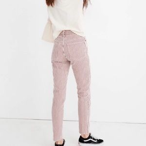 Madewell High Rise Slim Boyjean Luca Stripe Jeans Cream Red. 27